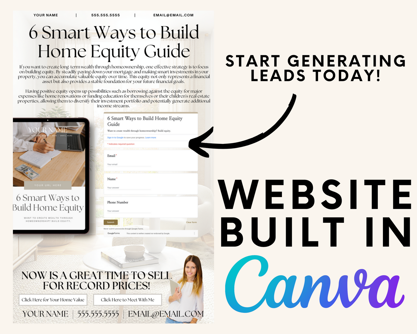 Real Estate Marketing, Real Estate Social Media, Home Seller Packet, Real Estate Postcard, Real Estate Mailers, Canva Landing Page, Realtor