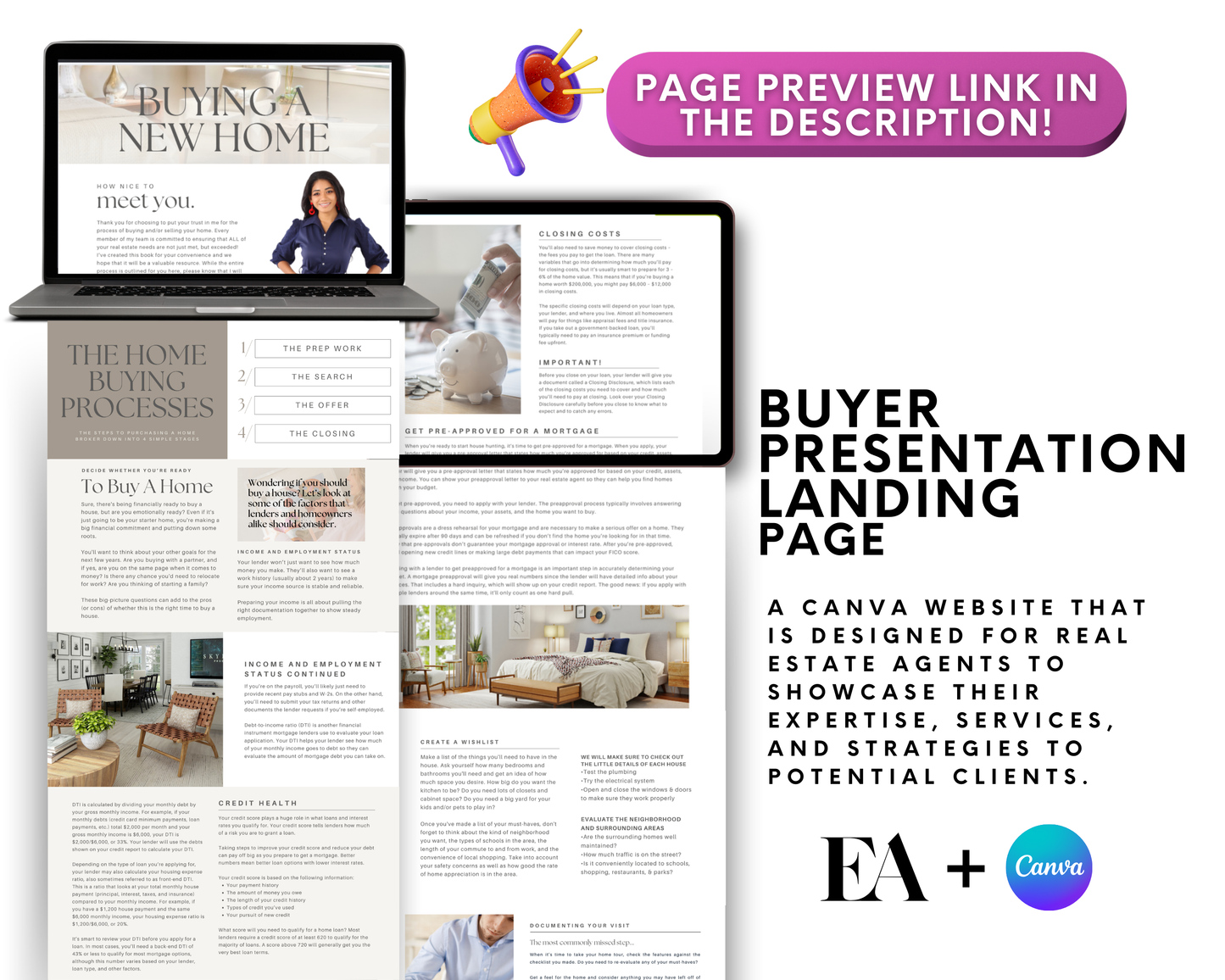 Home Buyer Presentation Canva Landing Page - Peaceful Design Style