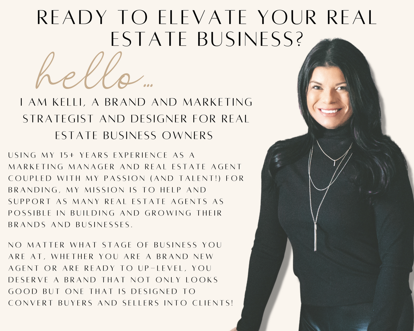 Hello, I am Kelli Higgins. The owner of Elevated Agent and your Real Estate Templates designer helping you elevate your real estate business.