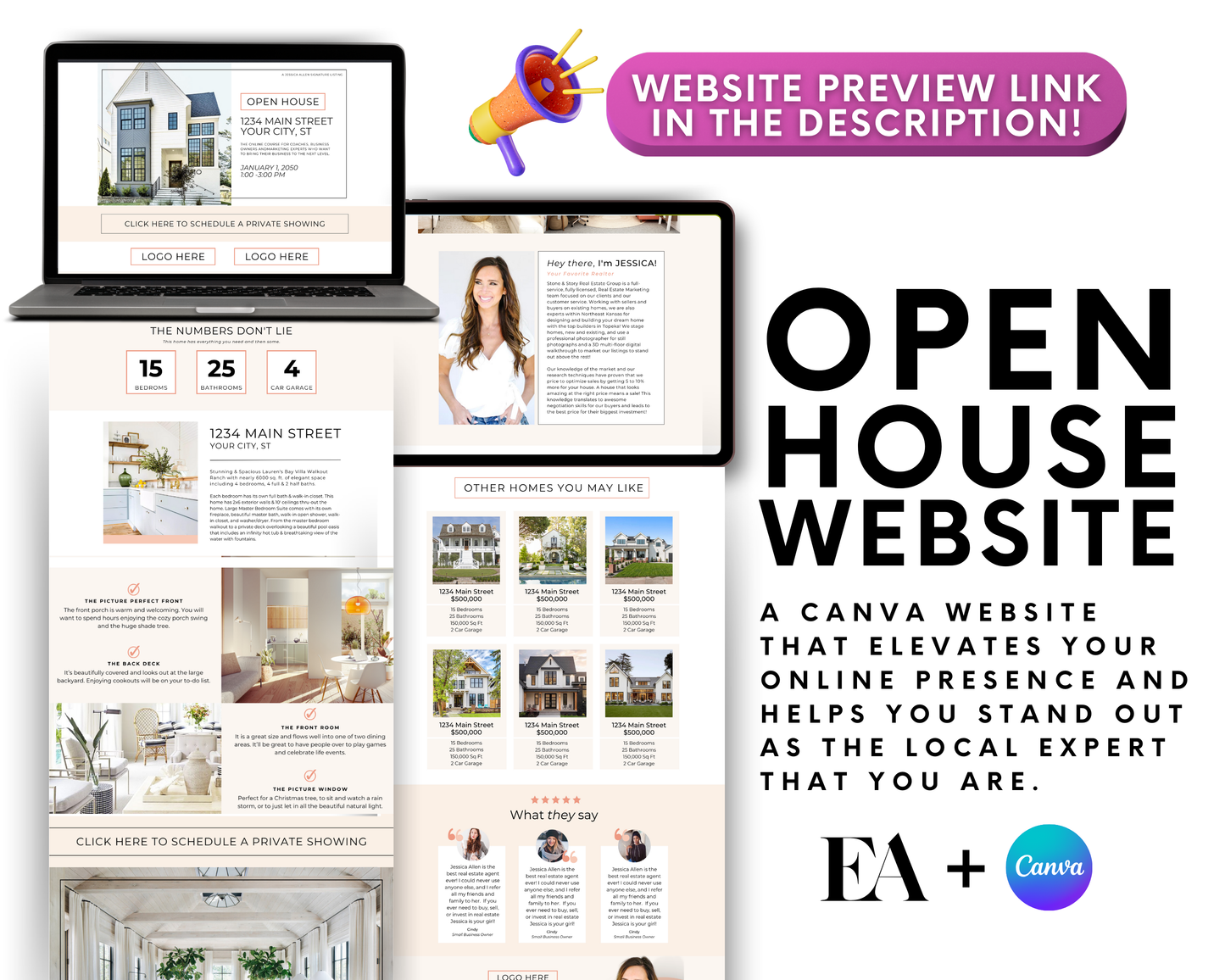 Open House Canva Landing Page