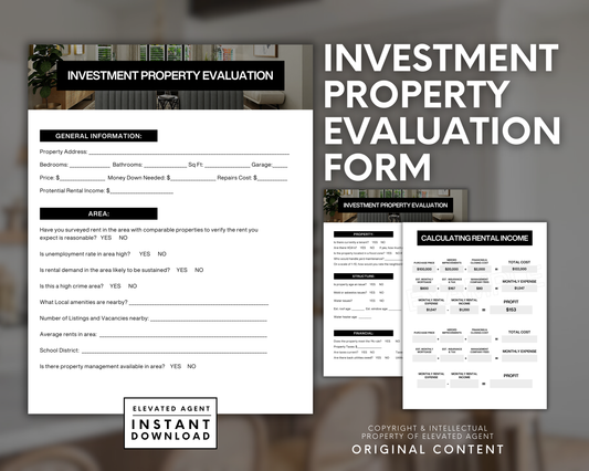 Investment Property Evaluation Form - Classic Design Style