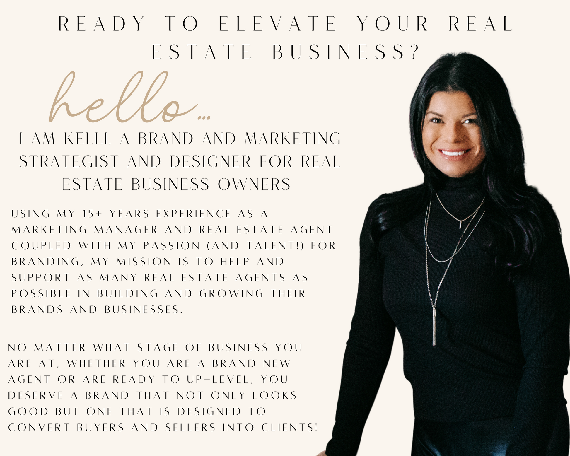 Hello, I am Kelli Higgins. The owner of Elevated Agent and your Real Estate Templates designer helping you elevate your real estate business.