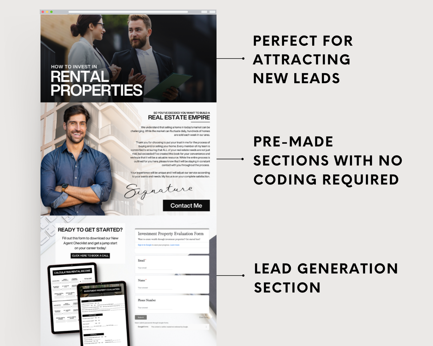 How To Invest In Rentals Landing Pages - Classic Design Style