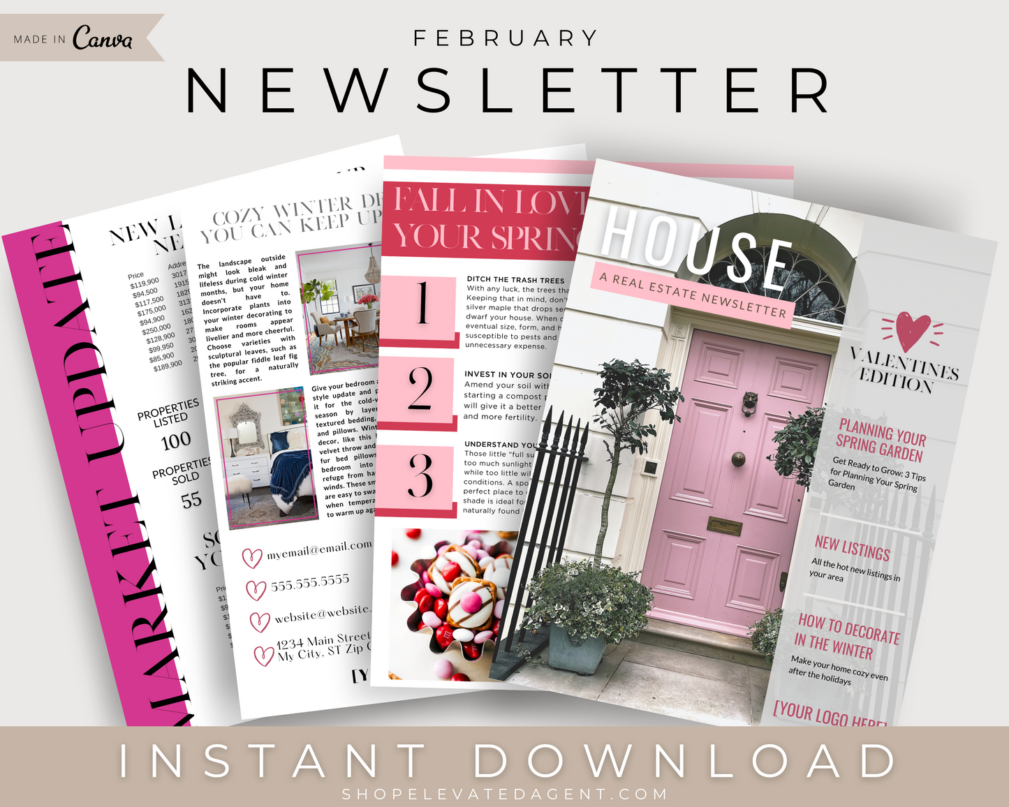 Real Estate Newsletter, February Newsletter, Valentines Newsletter, Real Estate Marketing, Realtor Email, Real Estate Templates, Real Estate, Made in Canva, Instant Download