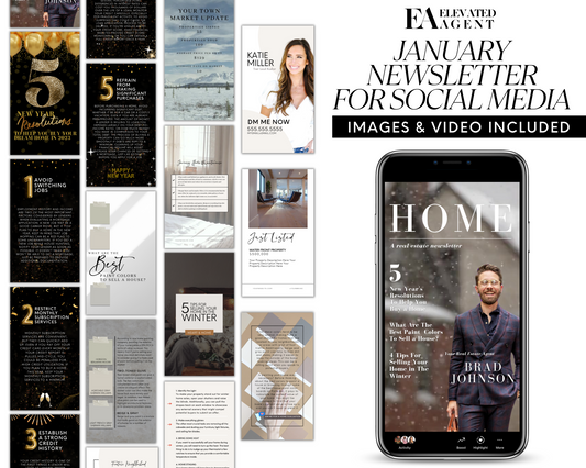 January Social Media Newsletter Template for Realtors Real Estate Template for Newsletter Real Estate Newsletter Template for Realtors Real Estate Social Media Newsletter Template January Newsletter Template for Social Media