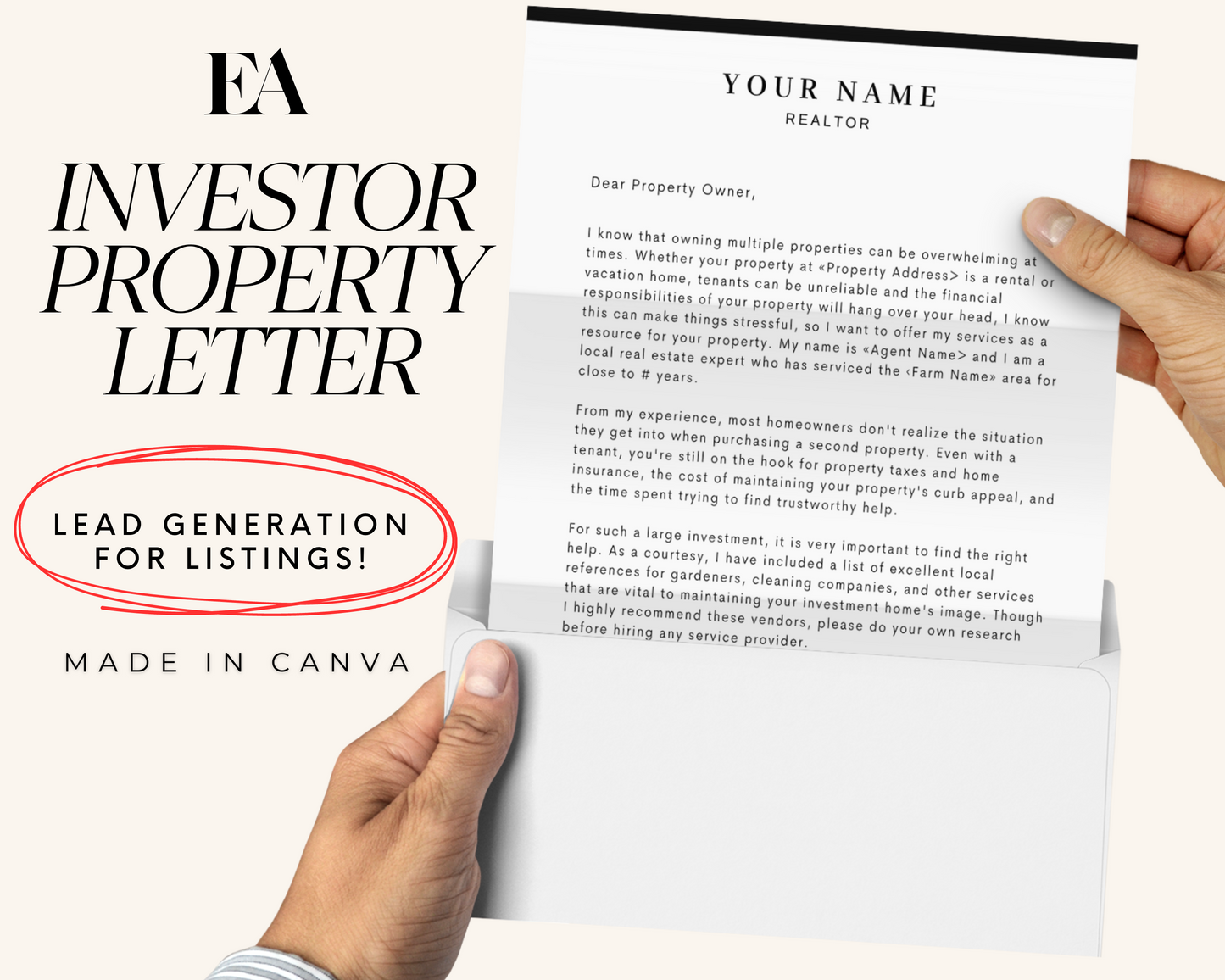 Real Estate Template for Investor Letter Real Estate Letter Template for Investors Real Estate Investing Printable Template