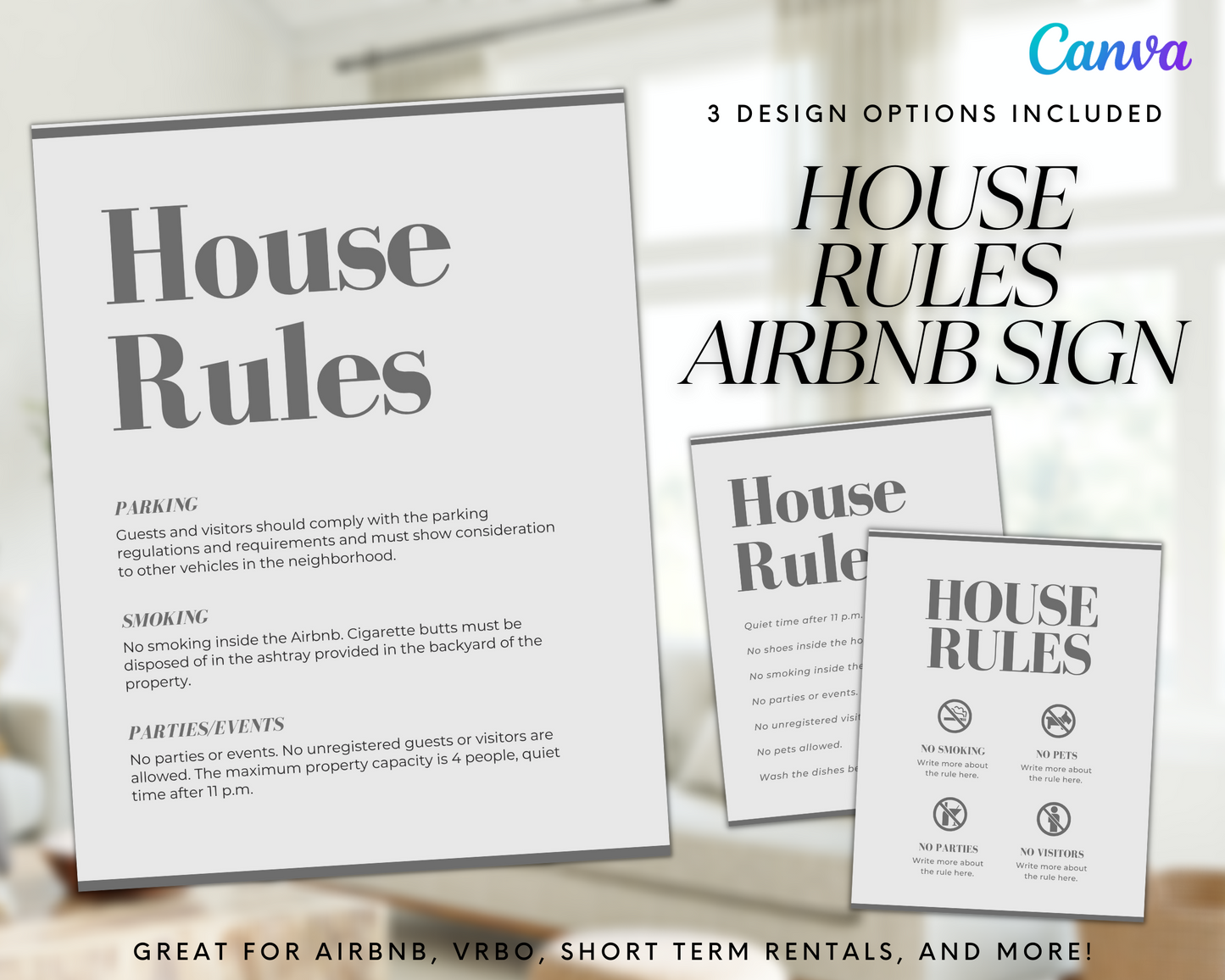 Real Estate Template – House Rules Airbnb Sign