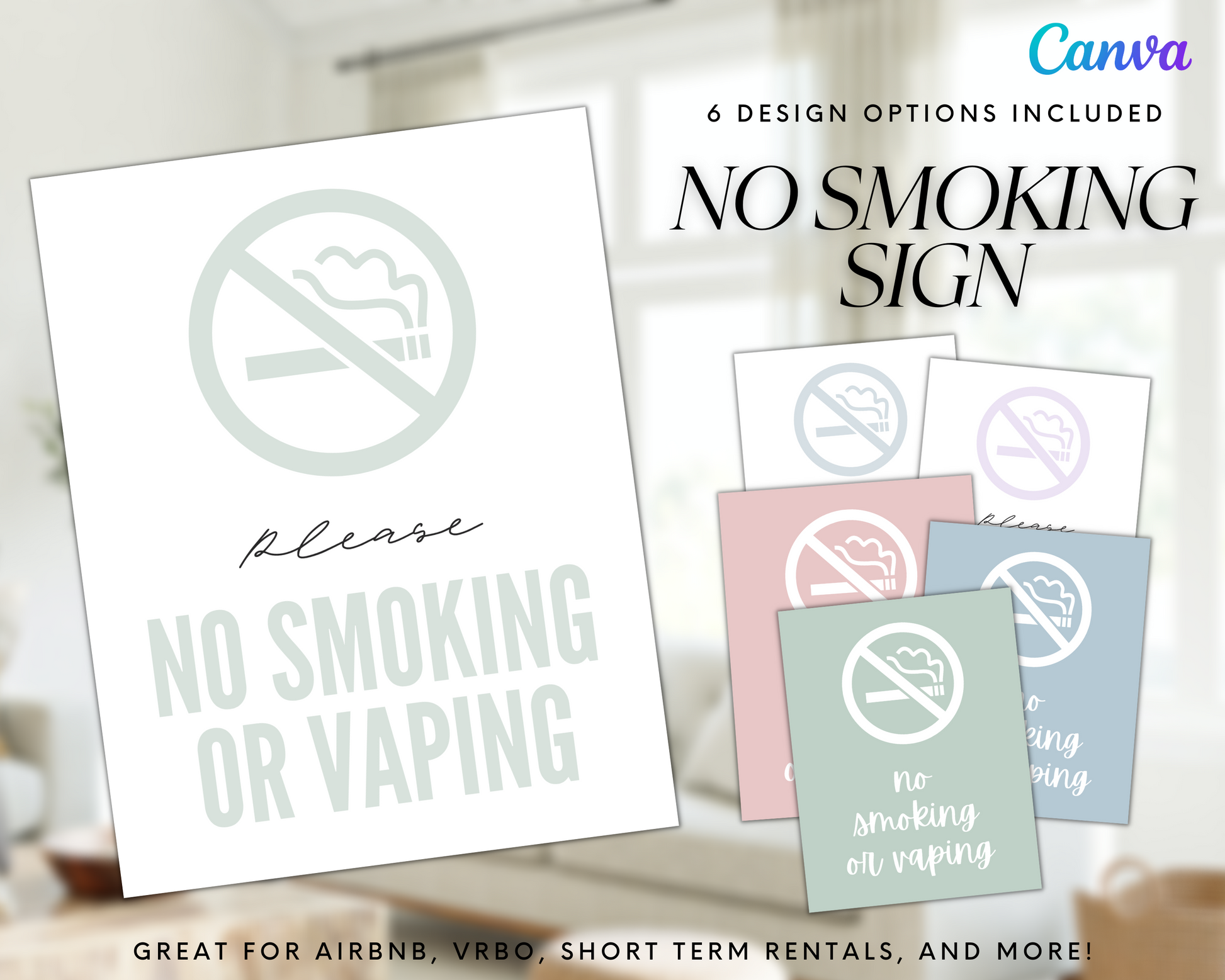 Real Estate Template – Airbnb No Smoking Sign