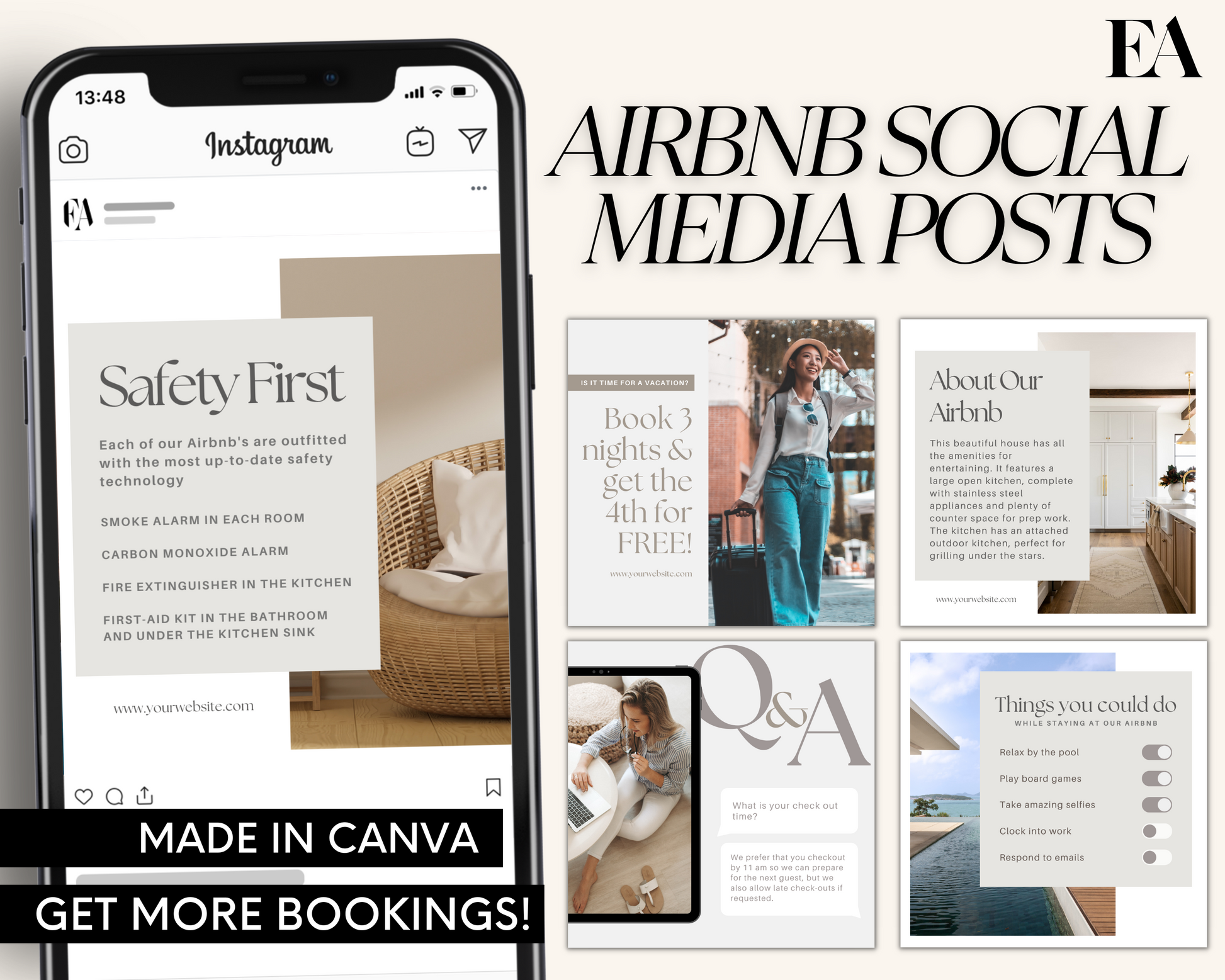 Real Estate Template – Peaceful Airbnb Social Media Posts