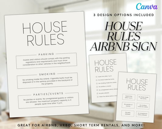 Real Estate Template – House Rules Airbnb Sign