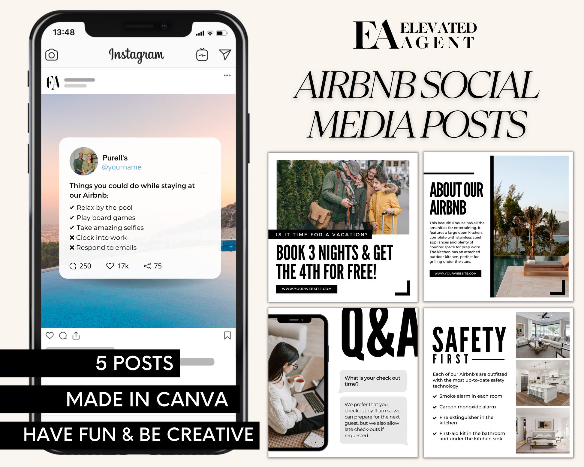 Real Estate Template – Minimal Airbnb Social Media Posts