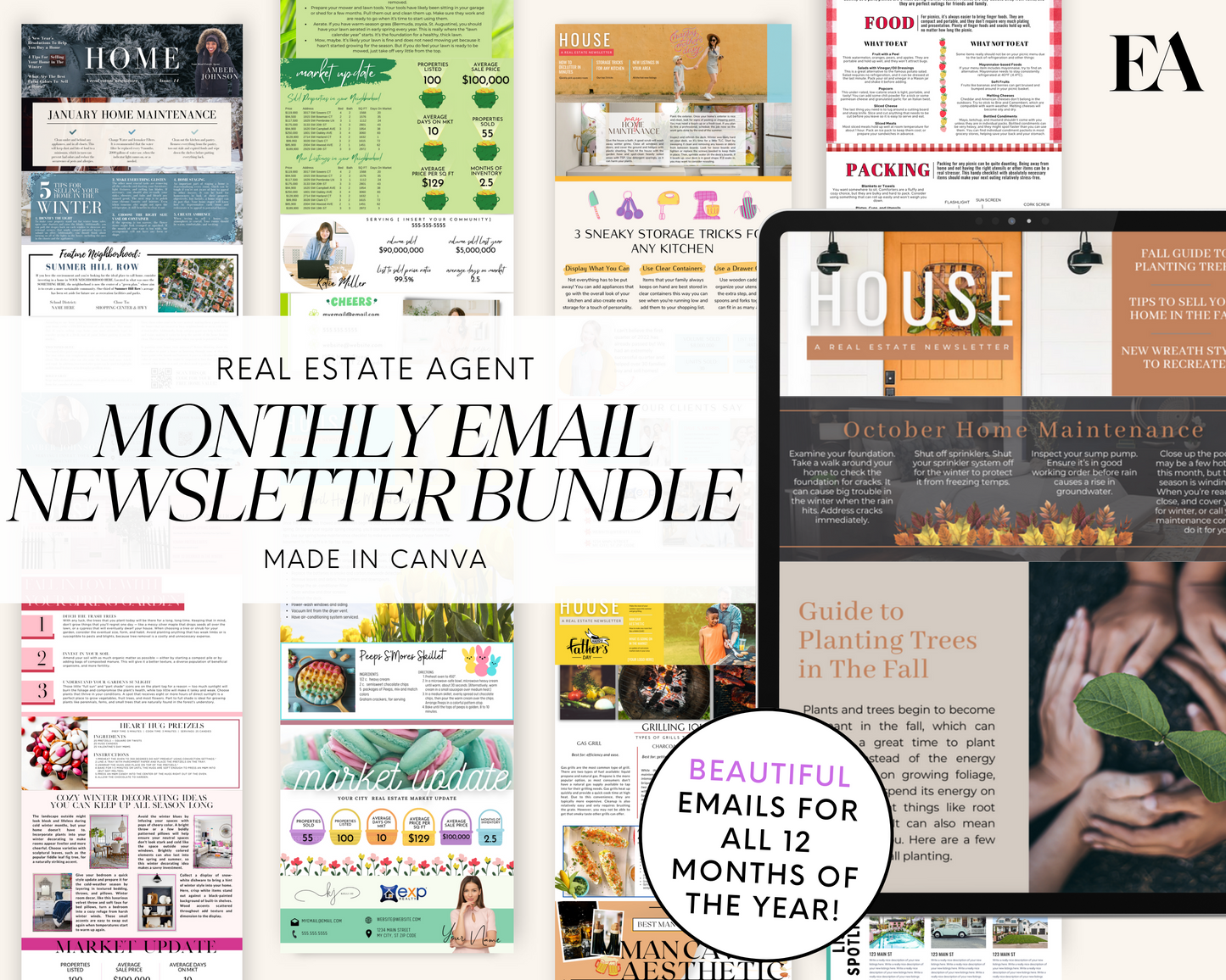 Real Estate Email Newsletter Monthly Newsletter for Real Estate Canva Email Template Bundle Real Estate Email Template Real Estate Farming