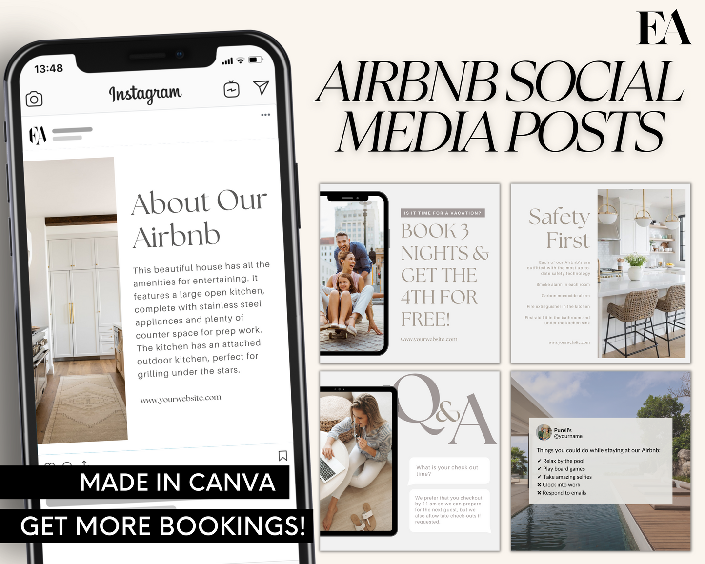 Real Estate Template – Peaceful Airbnb Social Media Posts