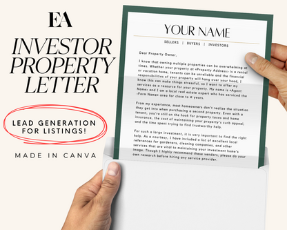 Real Estate Template for Investor Letter Real Estate Letter Template for Investors Real Estate Investing Printable Template