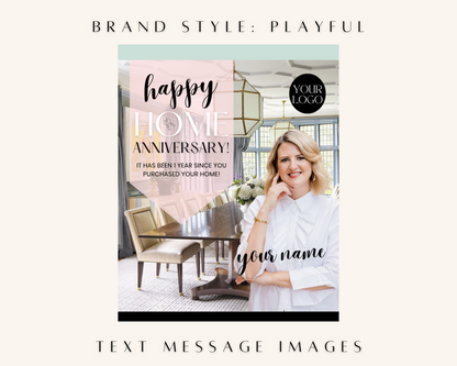 Home Anniversary Text Message - Playful Brand Style