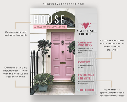 Real Estate Newsletter, February Newsletter, Valentines Newsletter, Real Estate Marketing, Realtor Email, Real Estate Templates, Real Estate