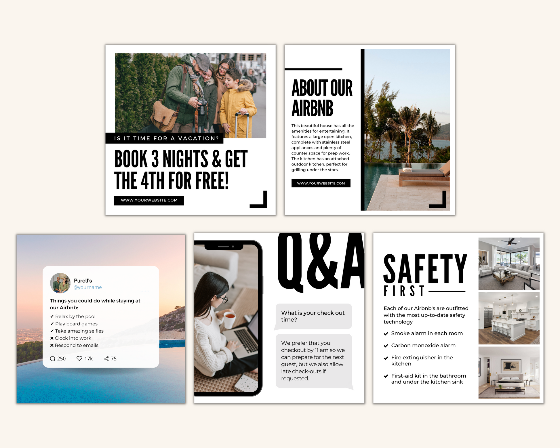 Real Estate Template – Minimal Airbnb Social Media Posts