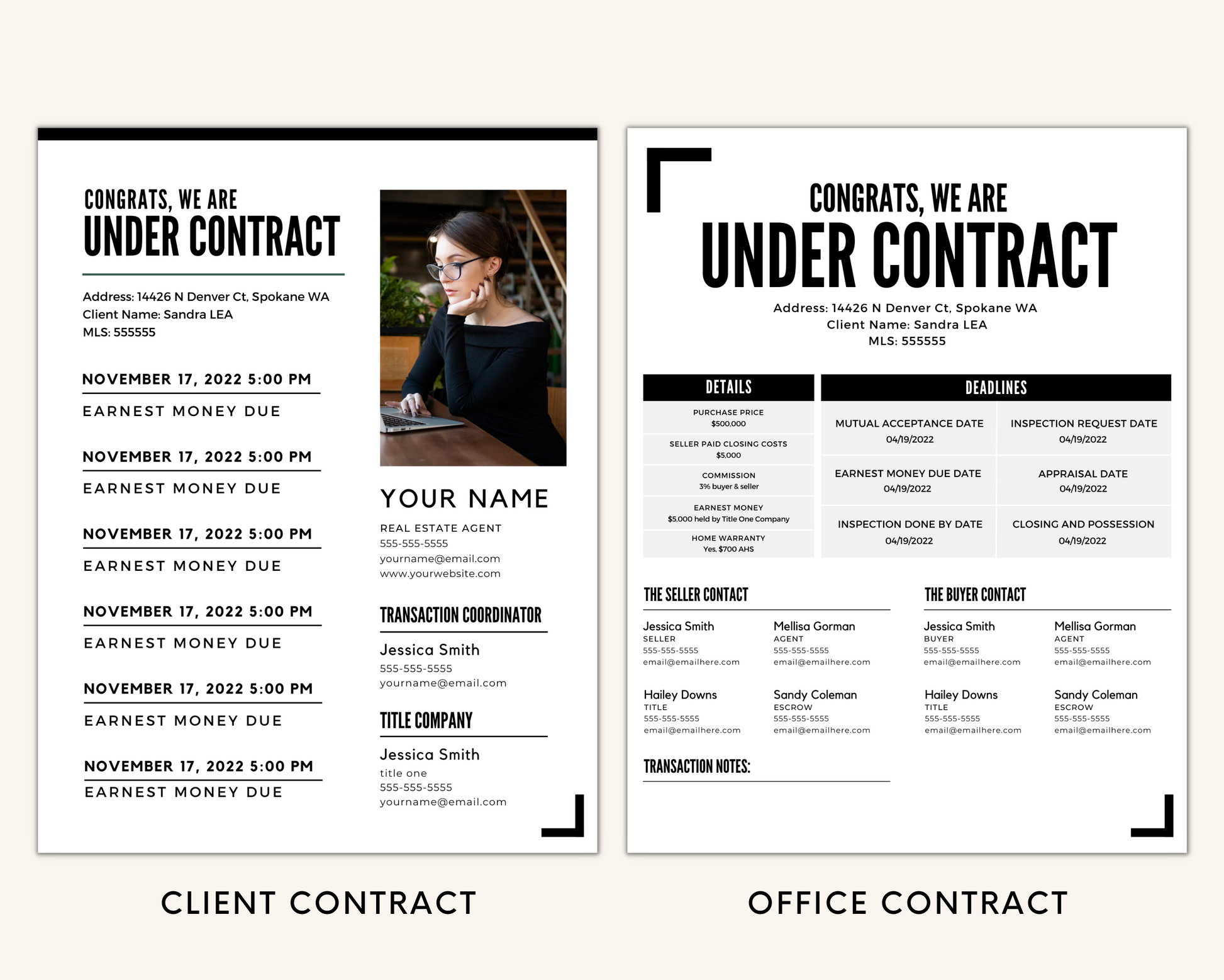 Real Estate Template for Transaction Summary Real Estate Template for Realtors Transaction Summary Black and White Real Estate Template