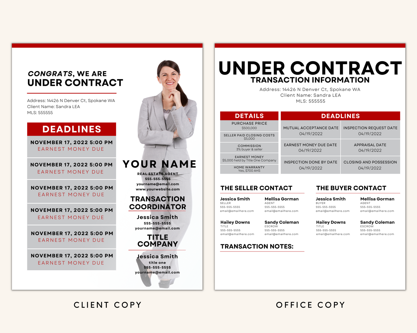 Real Estate Transaction Summary Template for Keller Williams Transaction Summary Template for KW Transaction Summary Real Estate Template