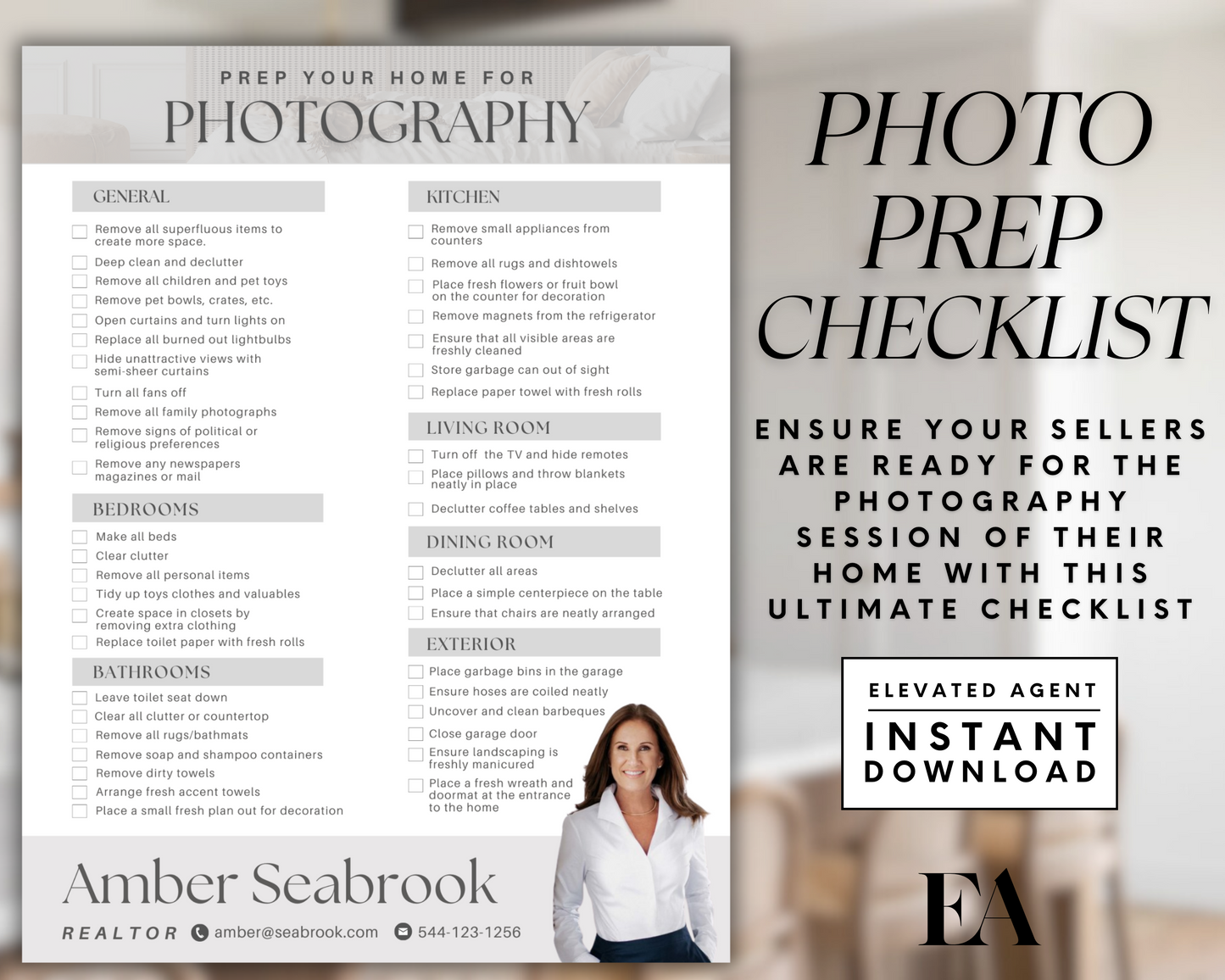 Real Estate Photography Prep Checklist, Real Estate Marketing, Home Seller Guide, Real Estate Flyer, Realtor Photography, Canva Template<br>