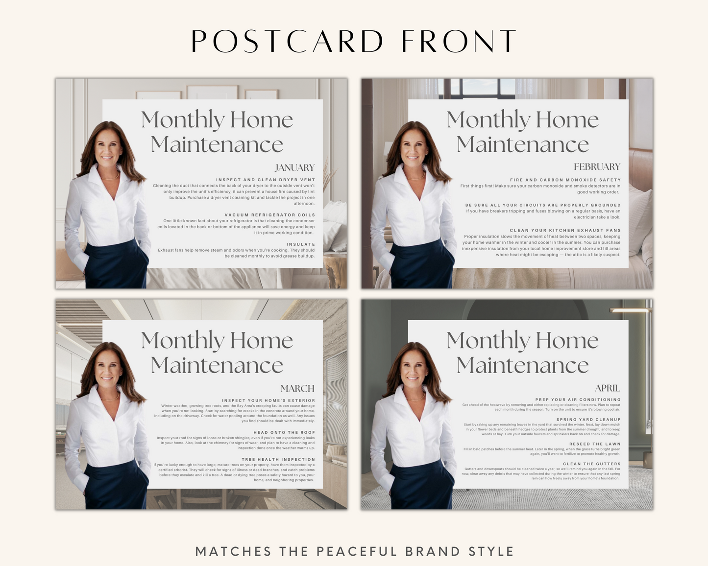 Real Estate Template – Home Maintenance Postcards - Peaceful Brand