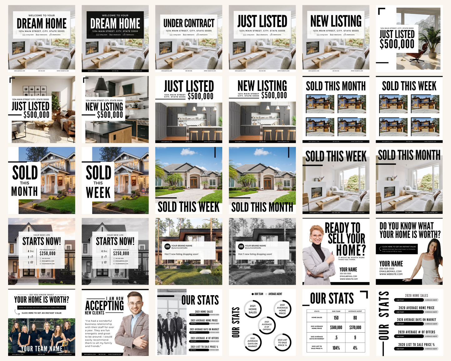 Real Estate Template – Minimal Social Post Bundle