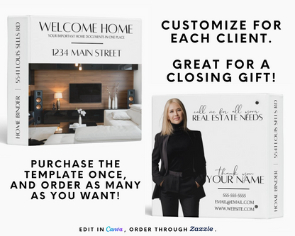 Real Estate Client Closing Gift, New Home Binder, Home Buyer Packet, Real Estate Marketing, Client Exit Packet, Real Estate Guide, Canva