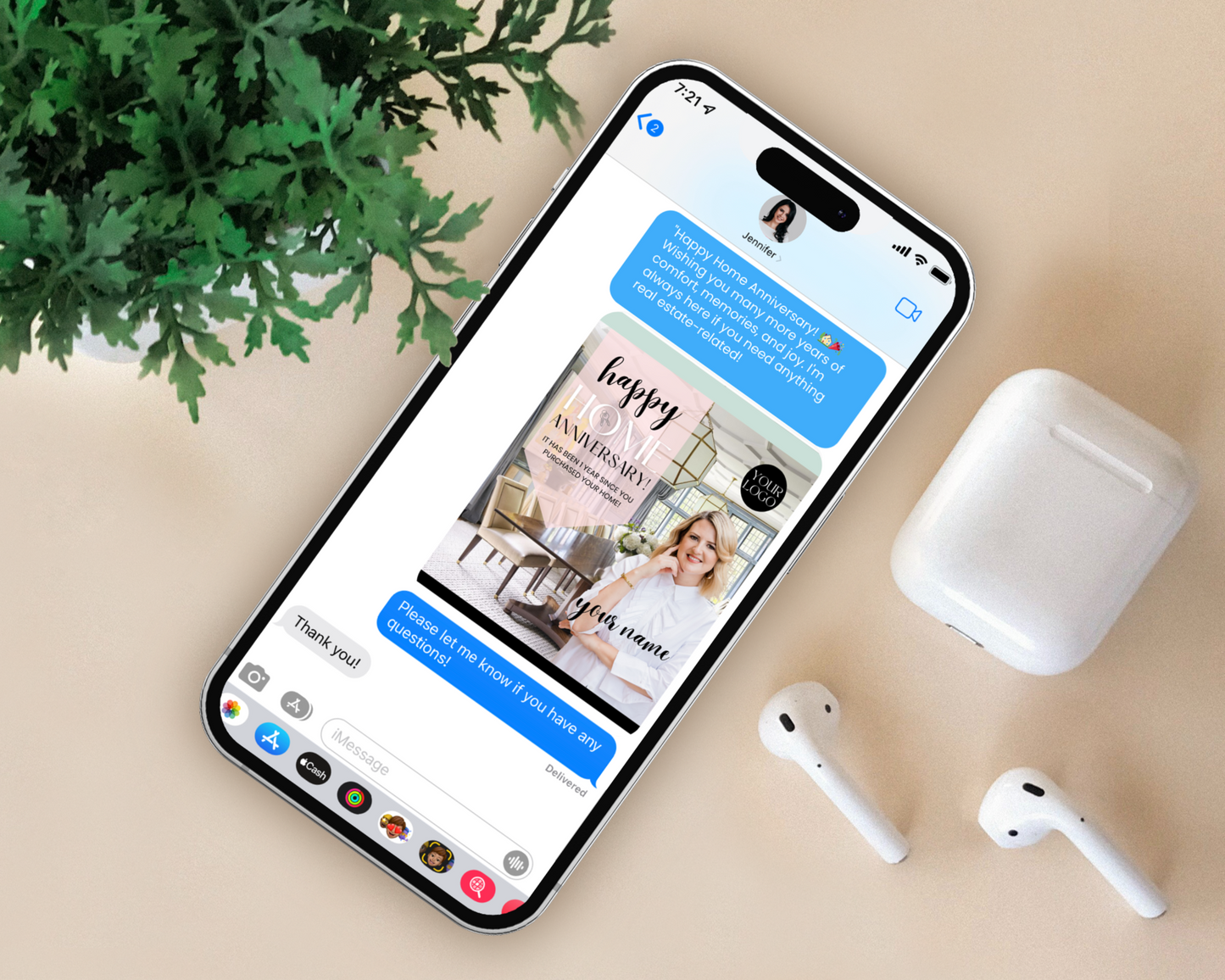 Home Anniversary Text Message - Playful Brand Style