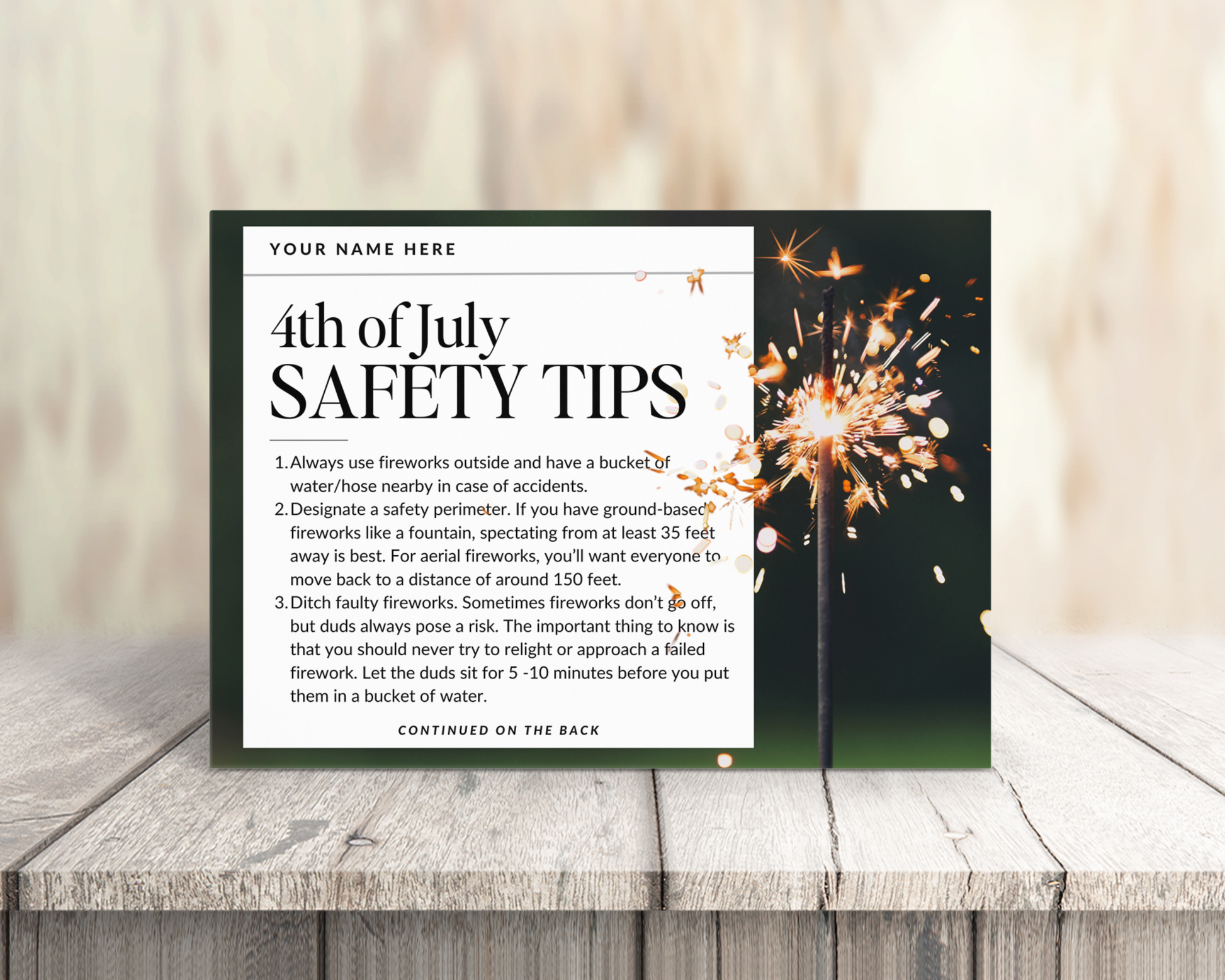 Real Estate Template – Fourth of July Safety Postcard