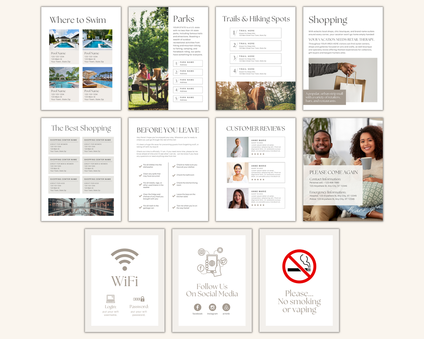 Real Estate Template – Peaceful Airbnb Welcome Book