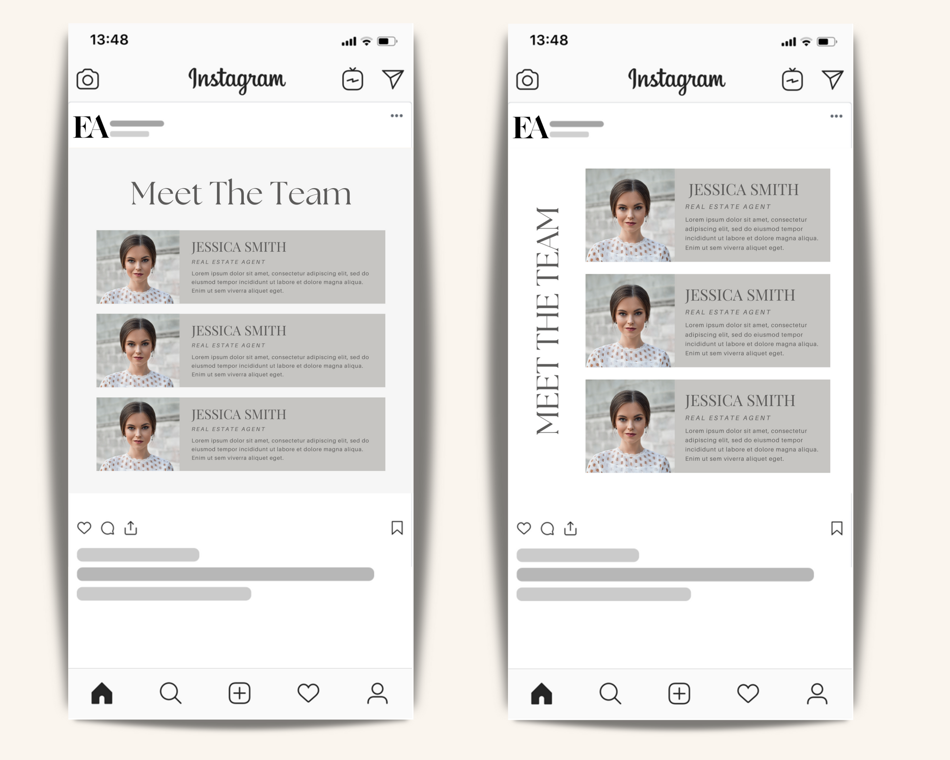 Real Estate Template – Meet The Team Social Media Post - Peaceful Style