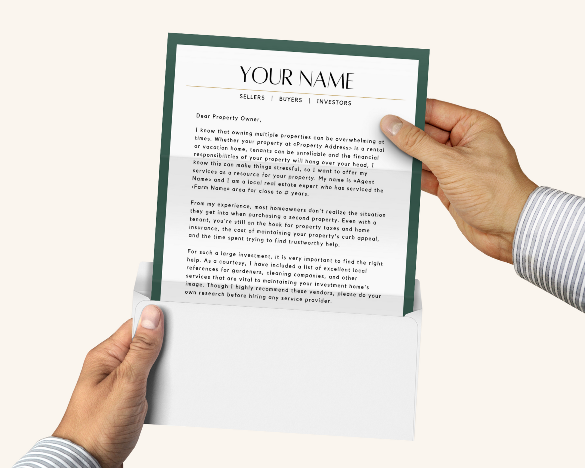 Real Estate Template for Investor Letter Real Estate Letter Template for Investors Real Estate Investing Printable Template