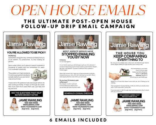 Open House Email Follow Up Drip Campaign - Classic Design Style