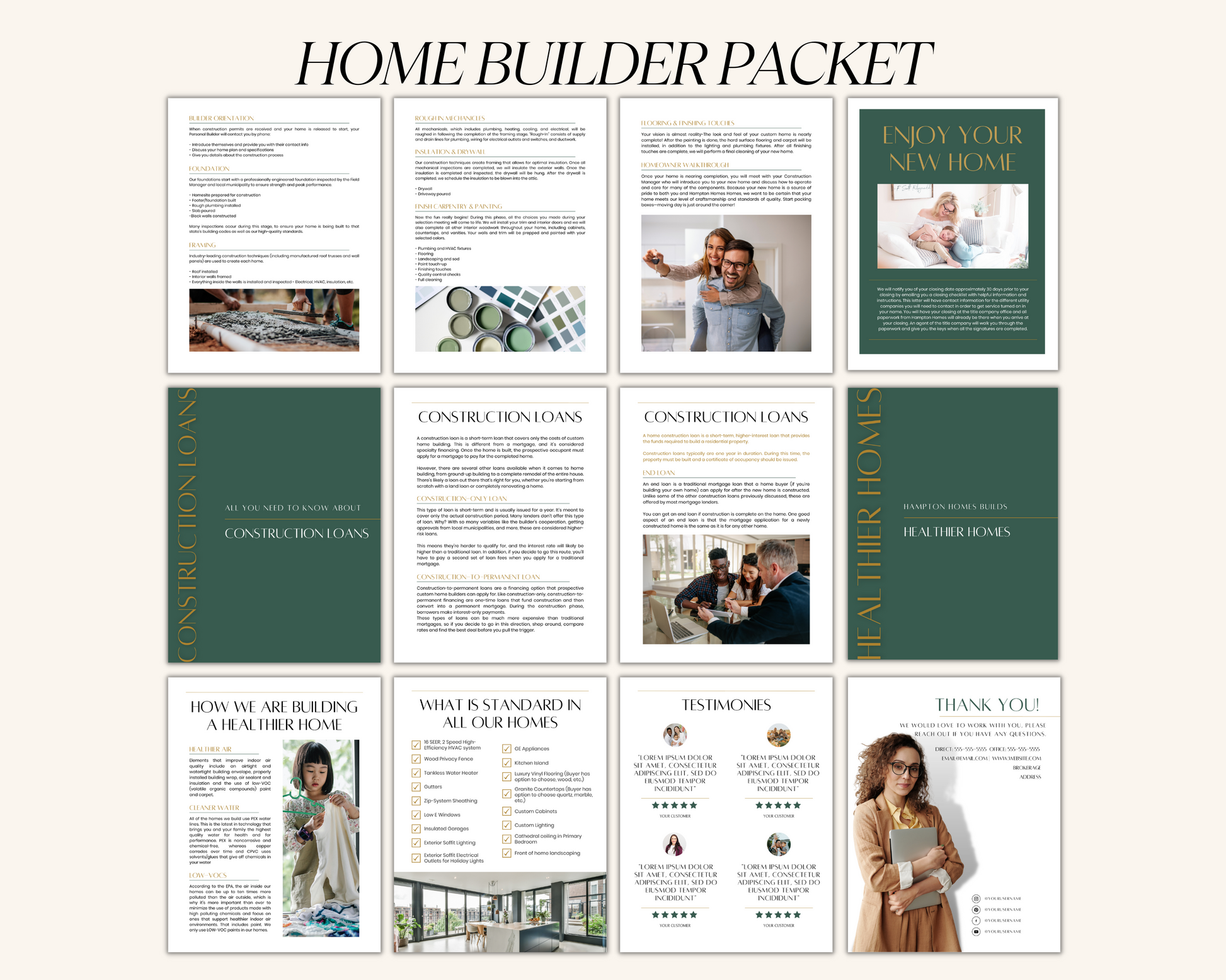 Real Estate Template Bundle for Construction Properties Real Estate Template for Builders Real Estate Building a New Home Guide Template