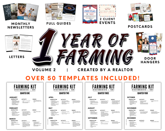 Real Estate Farming Kit, Real Estate Bundle, Realtor Marketing Plan, Newsletter Template, Real Estate Postcard, Neighborhood Farming, Mailer