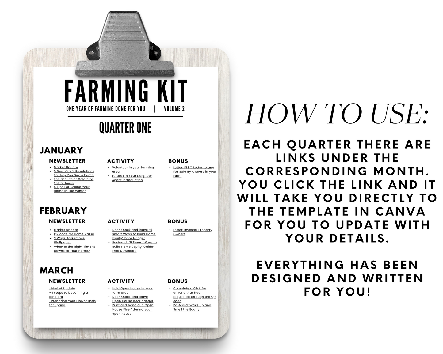 Real Estate Farming Kit, Real Estate Bundle, Realtor Marketing Plan, Newsletter Template, Real Estate Postcard, Neighborhood Farming, Mailer