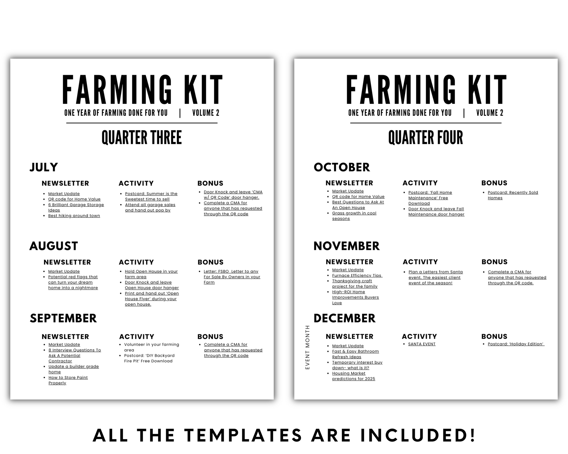 Real Estate Farming Kit, Real Estate Bundle, Realtor Marketing Plan, Newsletter Template, Real Estate Postcard, Neighborhood Farming, Mailer