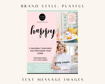 Home Anniversary Text Message - Playful Brand Style