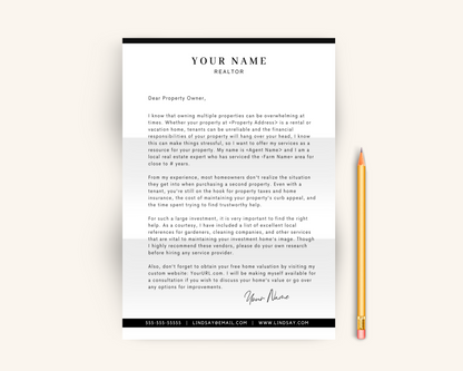 Real Estate Template for Investor Letter Real Estate Letter Template for Investors Real Estate Investing Printable Template