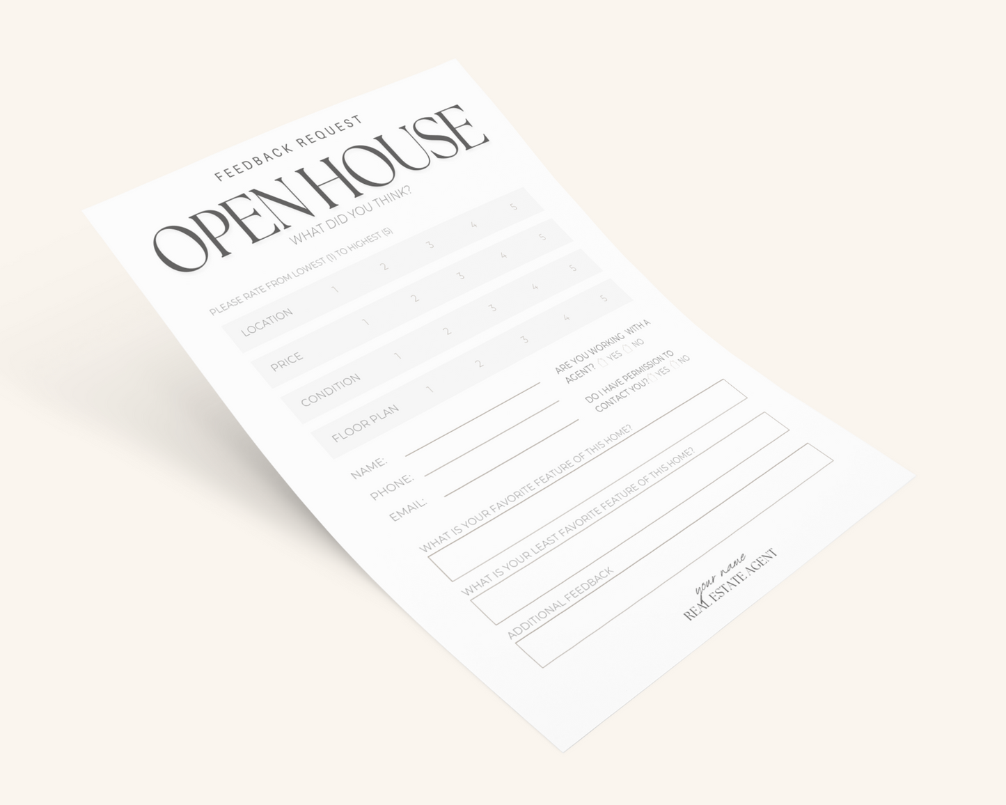 Real Estate Template – Peaceful Open House Feedback Form