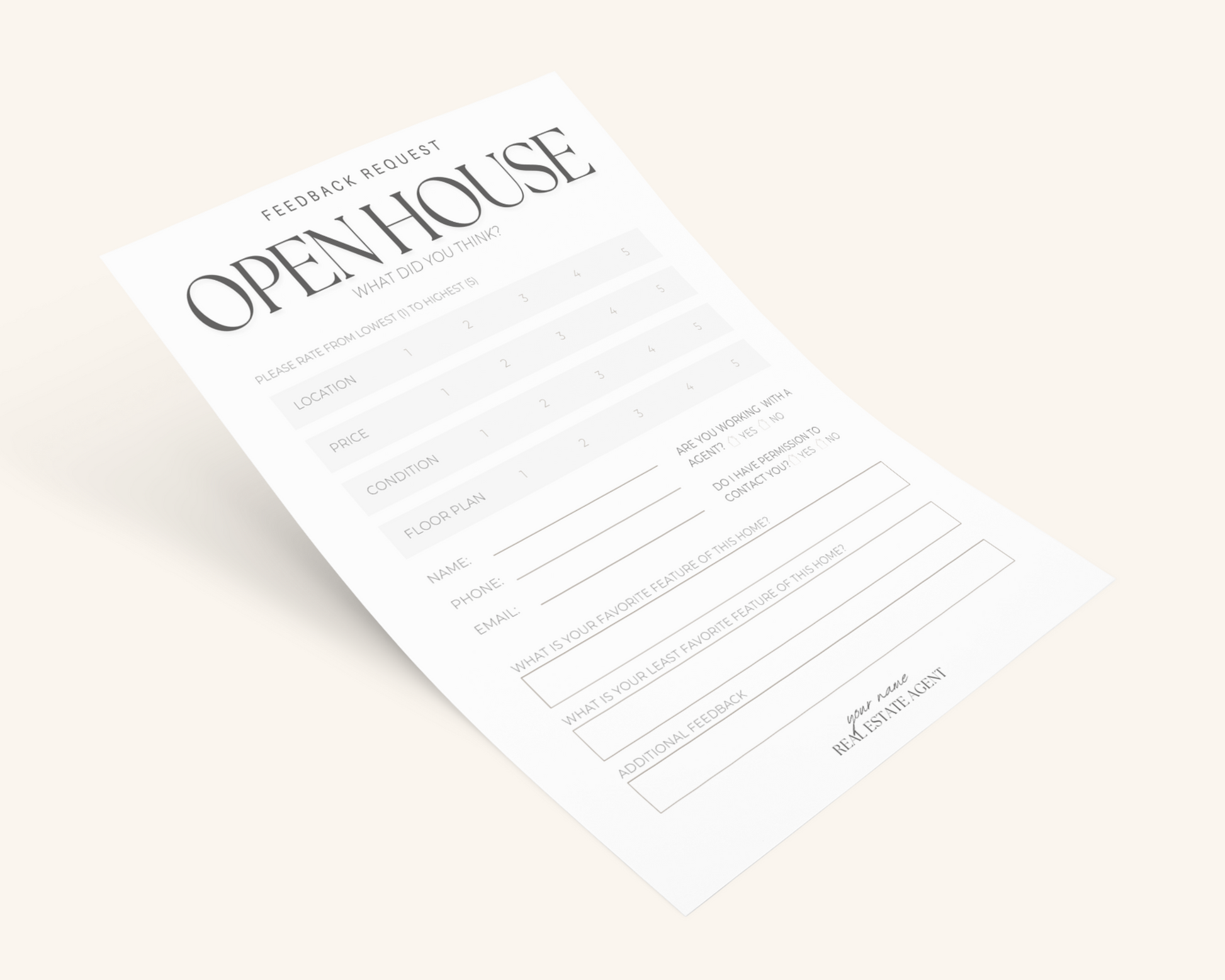 Real Estate Template – Peaceful Open House Feedback Form