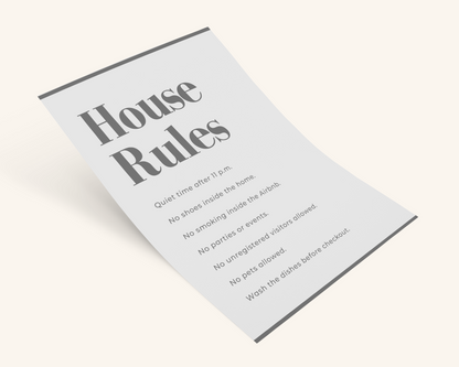 Real Estate Template – House Rules Airbnb Sign