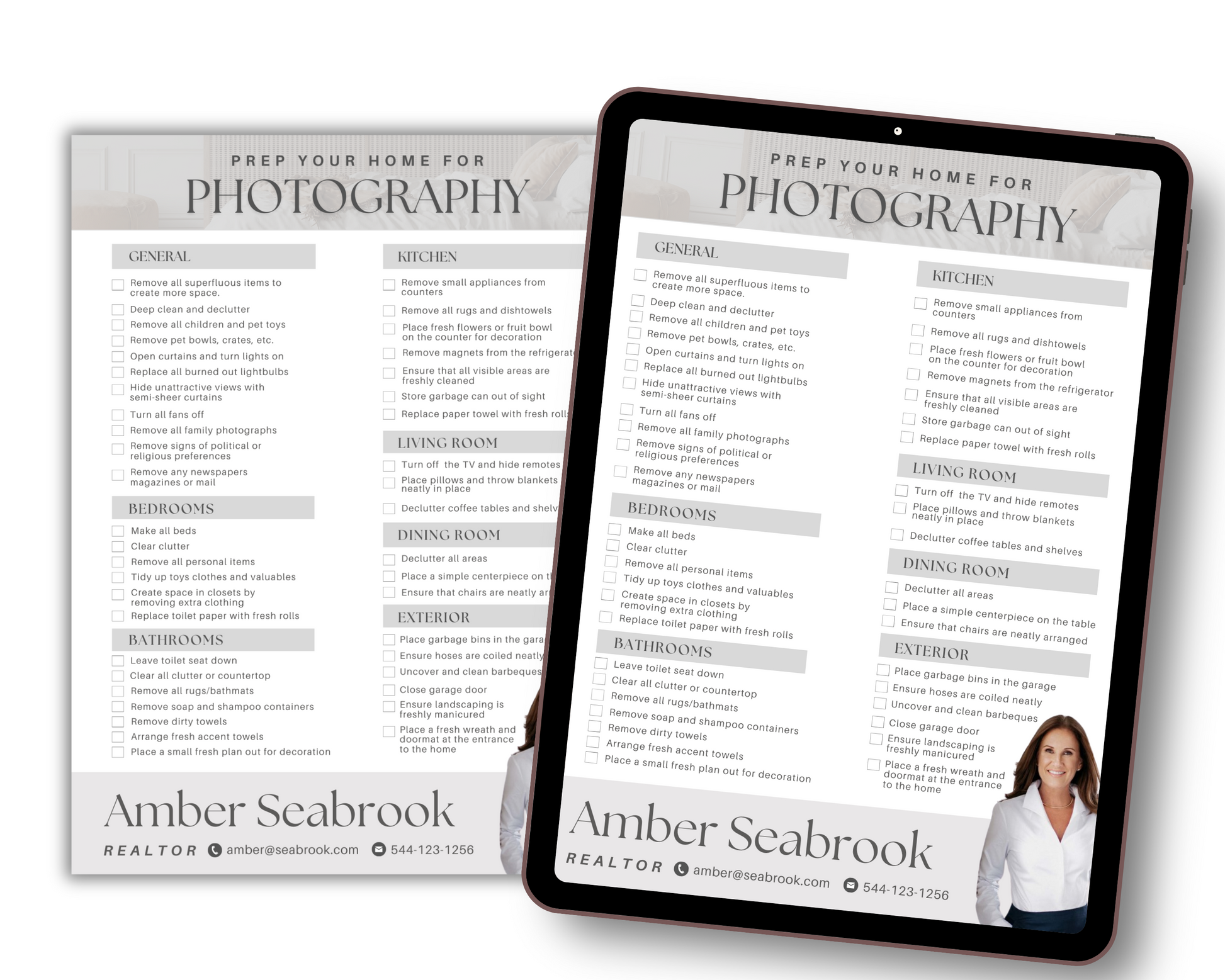 Real Estate Photography Prep Checklist, Real Estate Marketing, Home Seller Guide, Real Estate Flyer, Realtor Photography, Canva Template