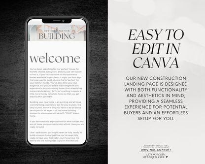 New Construction Landing Page - Peaceful Design Style