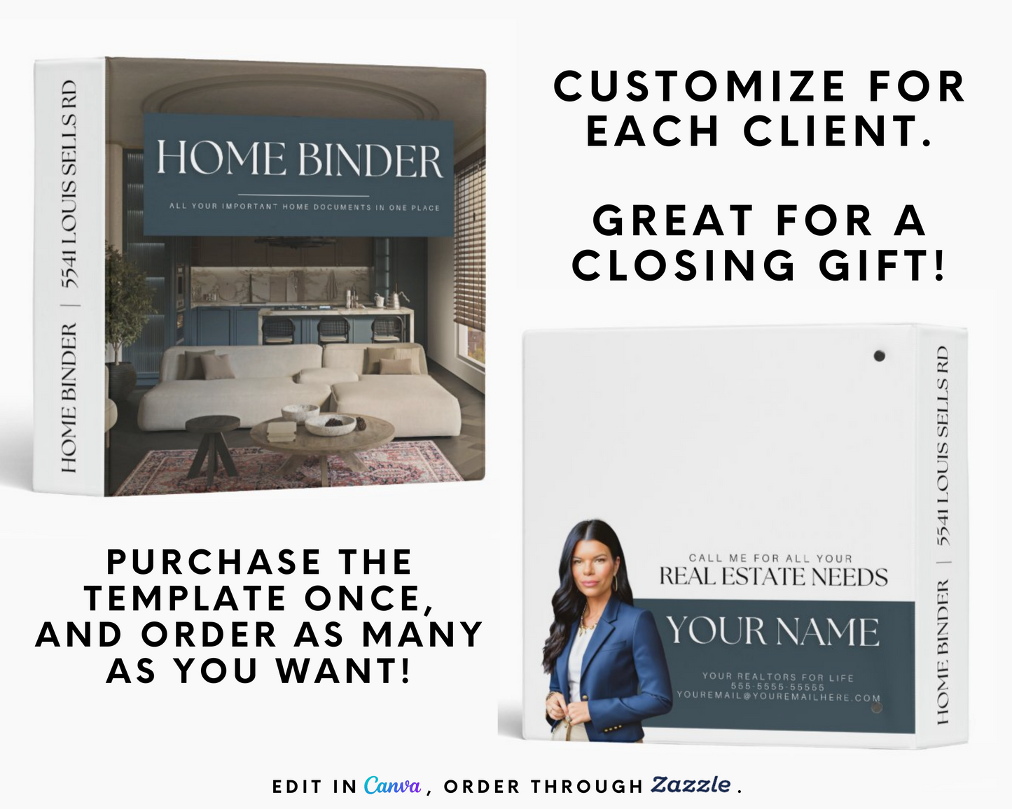 Real Estate Home Binder, Realtor Closing Gift, Real Estate Marketing, Closing Binder, House Binder, Home Buyer