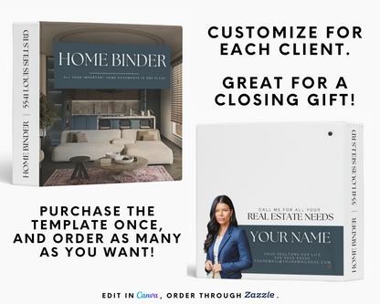 Real Estate Home Binder, Realtor Closing Gift, Real Estate Marketing, Closing Binder, House Binder, Home Buyer