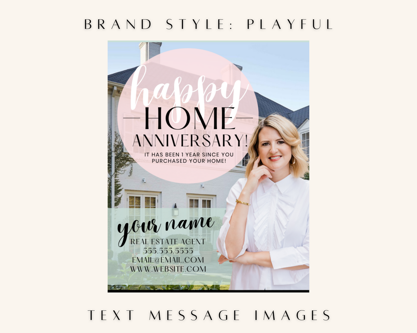 Home Anniversary Text Message - Playful Brand Style