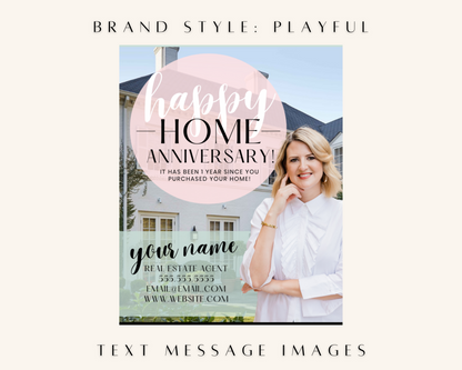 Home Anniversary Text Message - Playful Brand Style