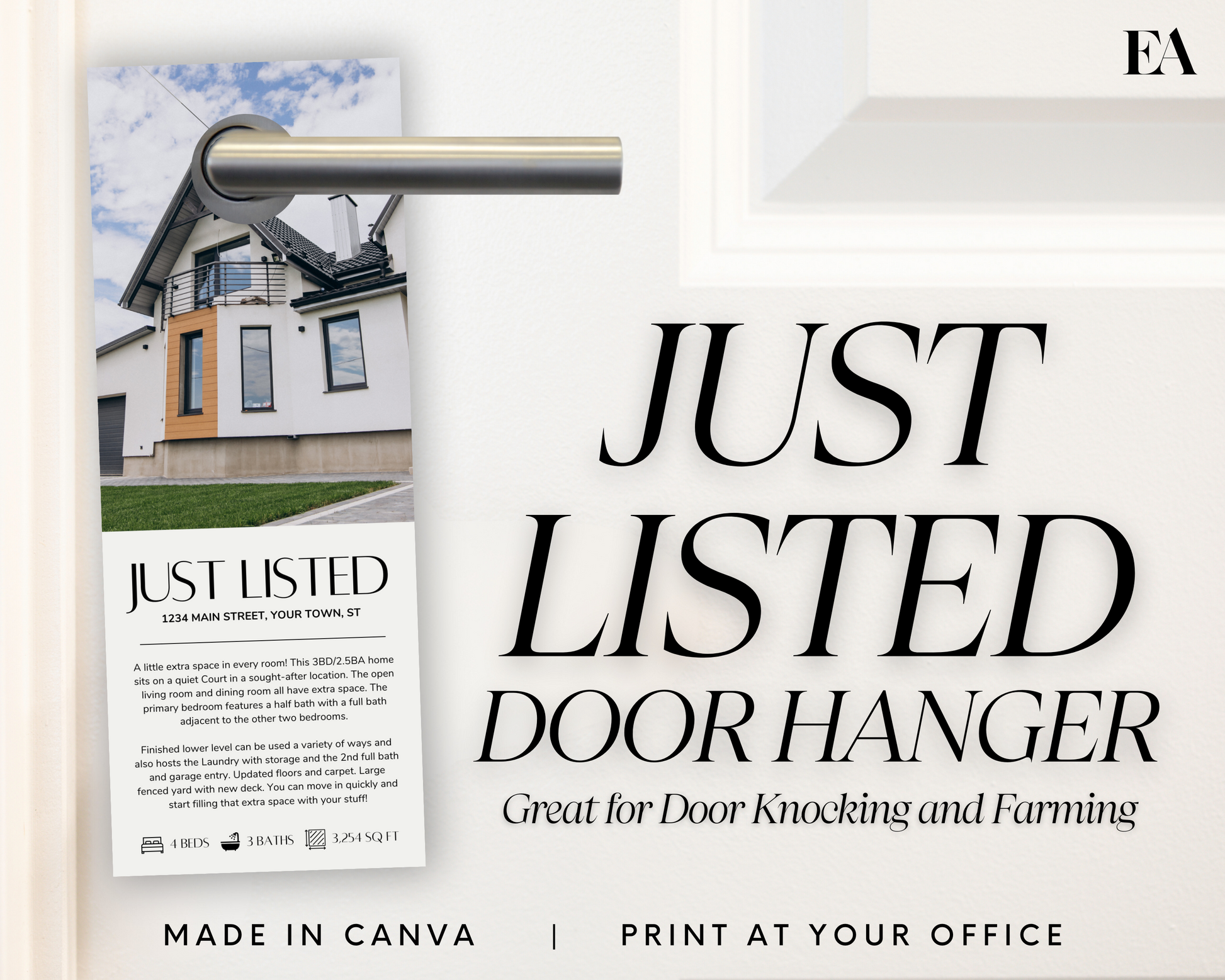 Real Estate Template Just Listed Door Hanger For Real Estate Just Sold Door Hanger for Realtor Real Estate Farming Flyer Printable Door Tag Real Estate