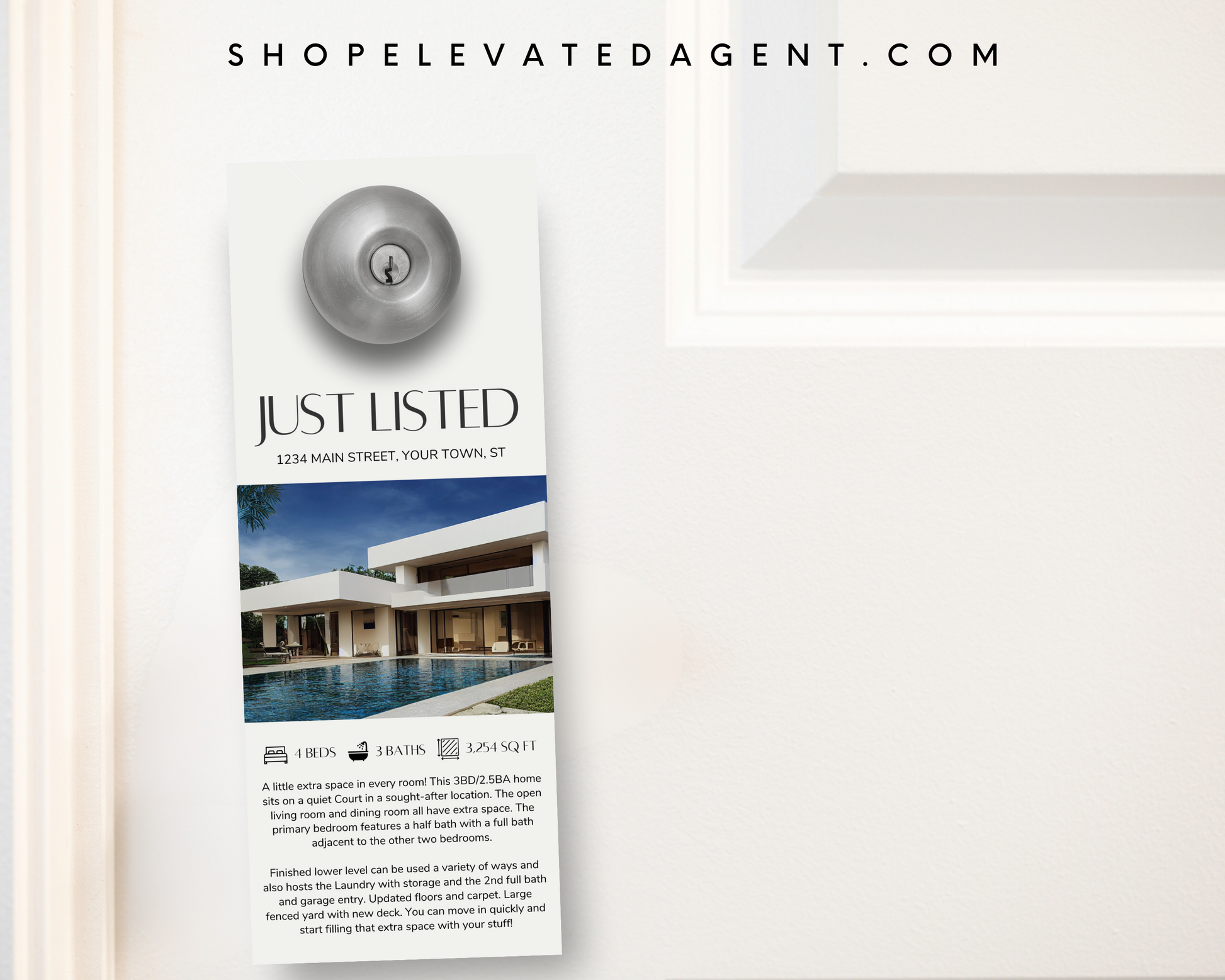 Just Listed Door Hanger Template For Real Estate Just Sold Door Hanger for Realtor Neighborhood Flyer Real Estate Door Knocking Template for Canva